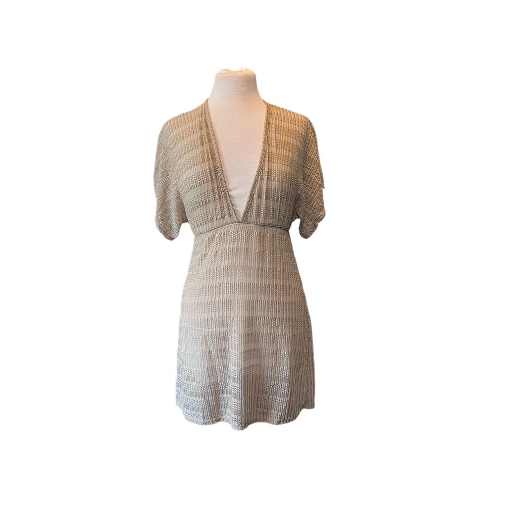 Jordan‎ Taylor Tan V Neck Arrow Chevron Tunic Swim Dress Women's S